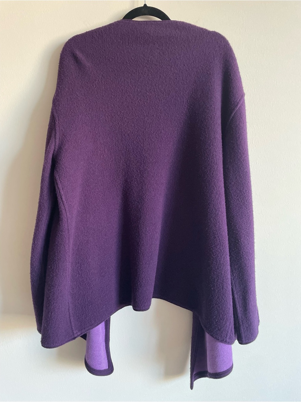 Eileen Fisher open cardigan sweater jacket purple wool cottage lagenlook L - Picture 7 of 8